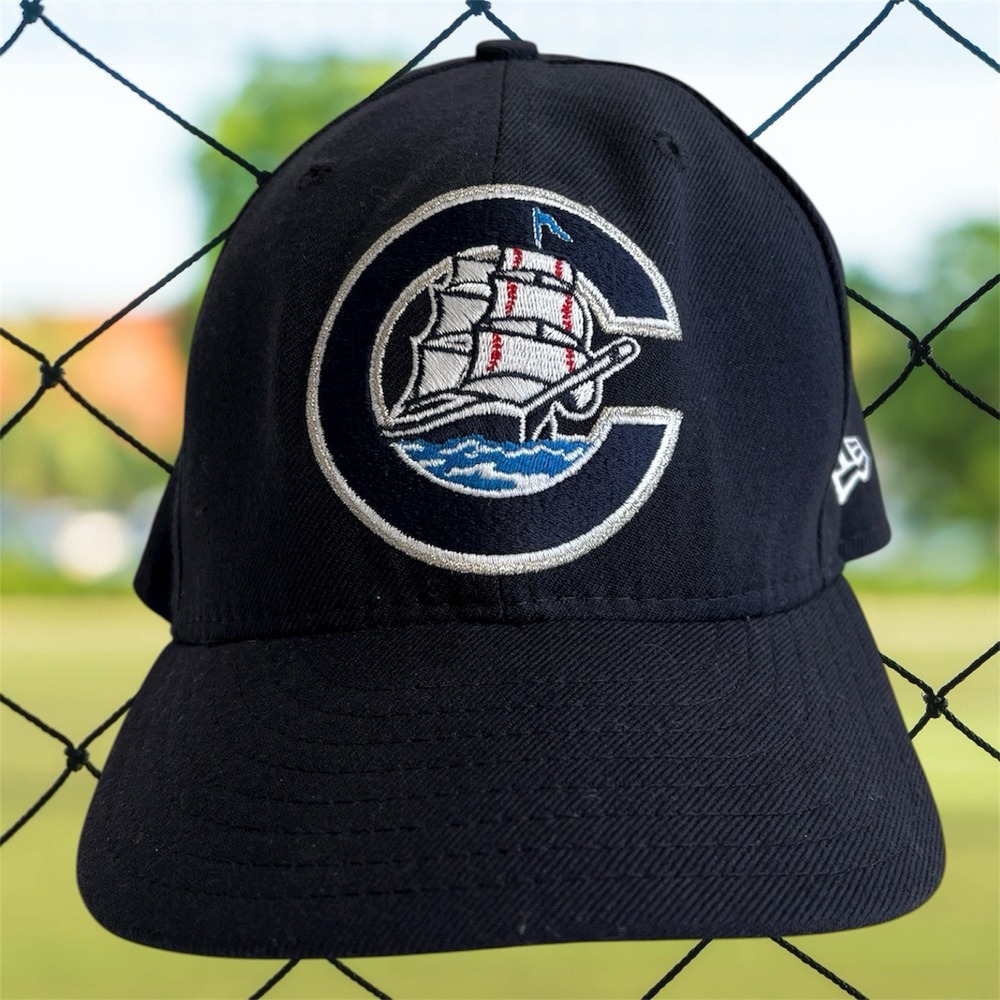 Columbus Clippers Hat Cap Fitted Men 6 7/8 Navy Blue Baseball Minor League